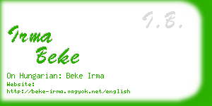 irma beke business card